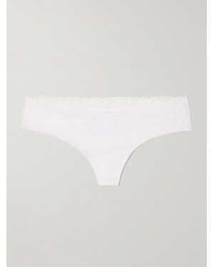 Commando String En Jersey Stretch À Finitions En Dentelle Double Take - Blanc