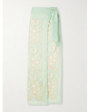 Agua Bendita Lavanda Playa Printed Cotton And Silk-Blend Voile Coverup - Green