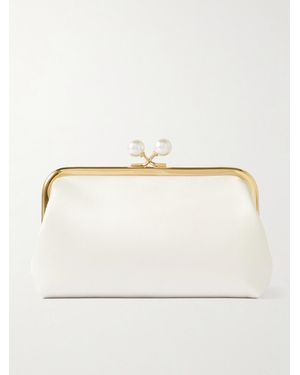 Anya Hindmarch Maud Faux Pearl-Embellished Recycled Satin Clutch - Natural