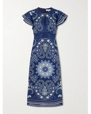 Sea Emelina Paisley-Printed Ramie Midi Dress - Blue