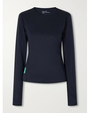District Vision Logo-Appliquéd Panelled Recycled Jersey T-Shirt - Blue