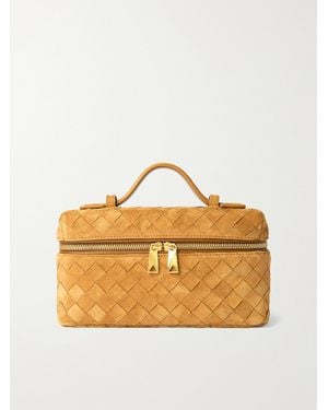Bottega Veneta Bang Bang Intrecciato Suede Top-Handle Bag - Metallic