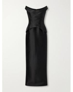 Solace London Pieta Off-The-Shoulder Twill Gown - Black