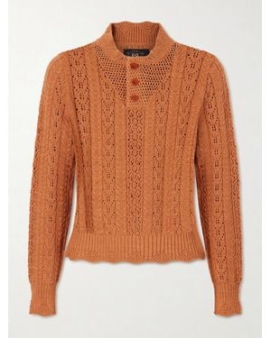 RRL Hannah Crocheted Cotton Sweater - Orange