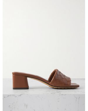 Bottega Veneta Riva Intrecciato Leather Mules - Brown