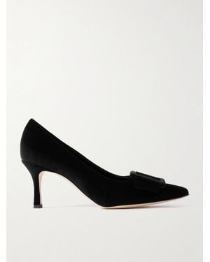 Manolo Blahnik Maysale 70 Pumps Aus Veloursleder Mit Schnalle - Schwarz