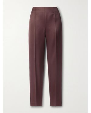 Gabriela Hearst Masto Organic Wool And Silk-Blend Satin Tapered Trousers - Purple