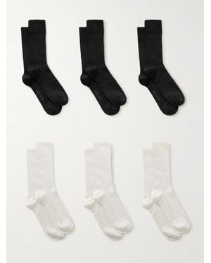 CDLP Set Aus Sechs Paar Socken Aus Einer Gerippten Baumwollmischung - Weiß