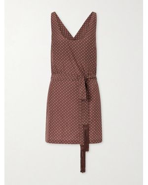 Posse Evie Polka-Dot Tencel Lyocell Mini Dress - Brown