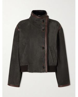 Loro Piana Jekel Leather-Trimmed Shearling-Lined Suede Jacket - Black