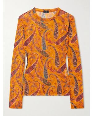 Etro Paisley-Print Mesh Top - Orange