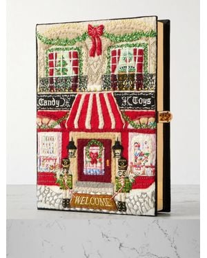 Olympia Le-Tan Christmas Candy Toys Embroidered Appliquéd Canvas Clutch Bag