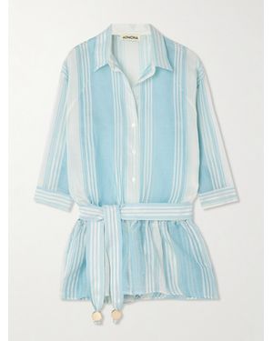 Admona Jazem Playsuit Aus Gestreiftem Mesh Mit Bindegürtel - Blau
