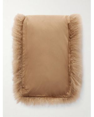 Yves Salomon Leather And Shealing Scarf - Natural