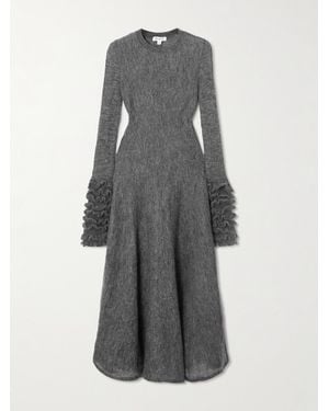 Alaïa Ruffled Mohair-Blend Midi Dress - Gray
