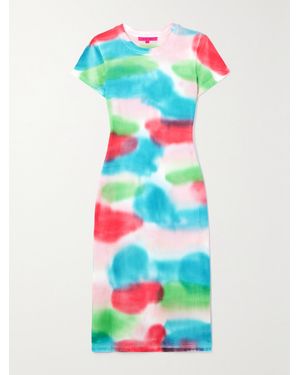 The Elder Statesman Cascade Printed Cotton And Cashmere-Blend Jersey Dress - Blue