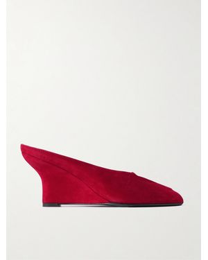 TOTEME Velvet Wedge Mules - Red