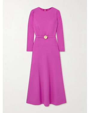 Oscar de la Renta Belted Wool-Blend Midi Dress - Pink