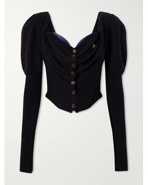 Vivienne Westwood Bea Cotton And Cashmere-Blend Bustier Cardigan - Black