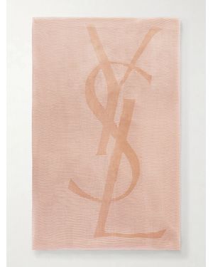 Saint Laurent Grand Carre Rayures Cassandre Cashmere And Silk-Blend Scarf - Natural