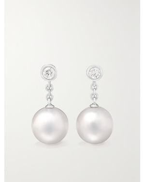 Mikimoto 18-Karat, Pearl And Diamond Earrings - Natural