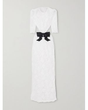 ShuShu/Tong Cutout Bow-Embellished Cotton-Blend Lace Gown - White