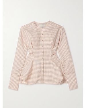 LIBEROWE Lavinia Checked Wool And Cotton-Blend Top - Natural