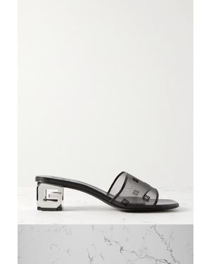 Givenchy Logo-embroidered Leather-trimmed Mesh Mules - Black