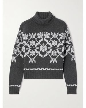 High Sport Rollkragenpullover Aus Einer Woll-Kaschmirmischung Mit Fair-Isle-Muster - Grau