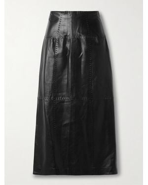 Ulla Johnson Enid Panelled Leather Midi Skirt - Black