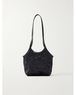 Valesque Cami Small Leather-Trimmed Velvet Shoulder Bag - Black