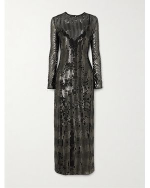 Johanna Ortiz Actitud Nautica Sequinned Tulle Maxi Dress - Black
