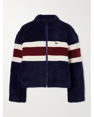 Sea Georgie Striped Wool-Trimmed Fleece Jacket - Blue