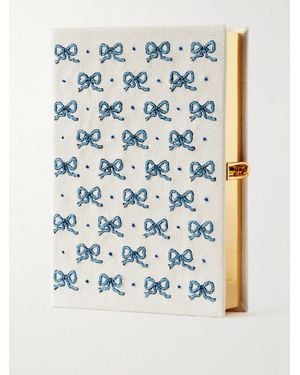 Olympia Le-Tan Something Clutch Aus Canvas Mit Stickereien - Blau