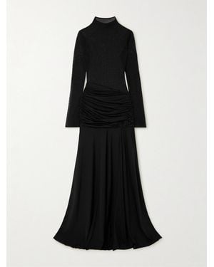 Maygel Coronel Mageia Draped Tulle And Stretch Satin-Jersey Maxi Dress - Black
