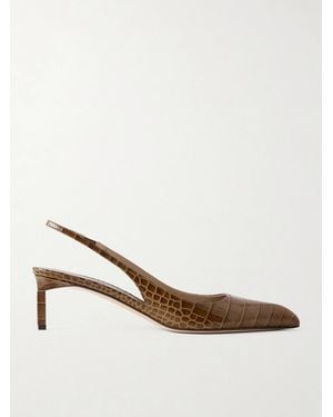 Tom Ford Croc-Effect Leather Slingback Court Shoes - Natural