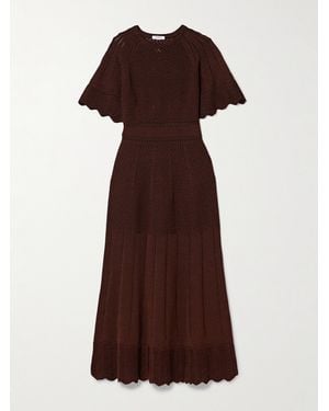 Eres Imaginaire Pointelle-Knit Cotton-Blend Maxi Dress - Brown