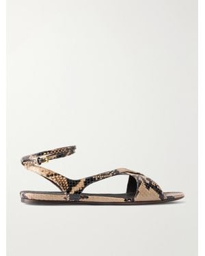 KHAITE Liria Snake-Effect Leather Flat Sandals - Multicolour