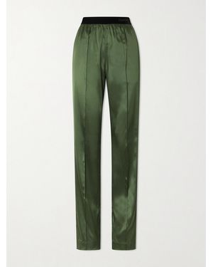 Tom Ford Silk-Blend Satin Pants - Green