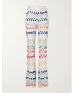 Missoni Striped Metallic Crocheted Flared Trousers - White