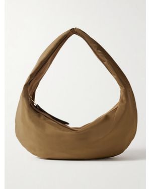 KHAITE Olivia Sport Medium Suede-Trimmed Shell Shoulder Bag - Metallic