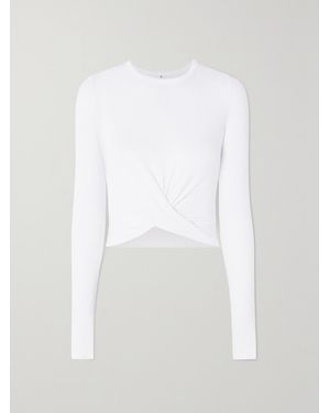 Alo Yoga Cover Cropped Twisted Stretch-Modal Top - White
