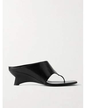 KHAITE Marlowe Leather Wedge Mules - Black