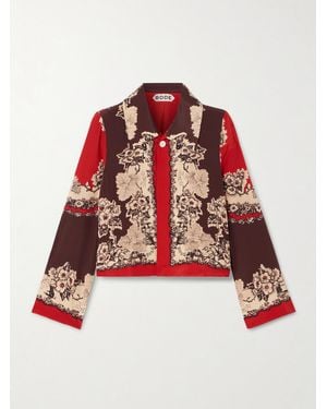 Bode Storybook Printed Silk Jacket - Red