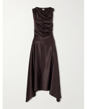 STAUD Portia Off-The-Shoulder Asymmetric Stretch-Silk Gown - Brown