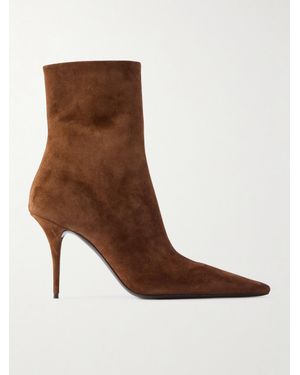 Saint Laurent Ashley Suede Ankle Boots - Brown