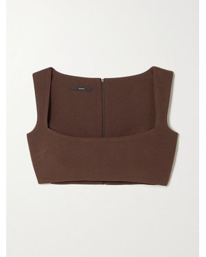 Alex Perry Rae Cropped Crepe Top - Brown