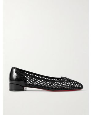 Christian Louboutin Sweetie Jane 20 Flache Schuhe Aus Netzmaterial Mit Glanzlederbesätzen - Schwarz