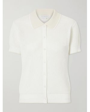 Stella McCartney Open-Knit Cotton Polo Shirt - White