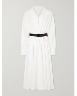 Norma Kamali Belted Gathered Shell Maxi Dress - White